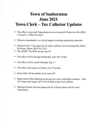 Town Clerk- Tax Collectors Office Closing 